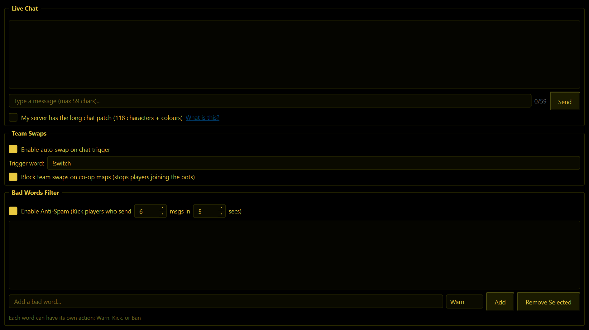 The Chat Bot tab