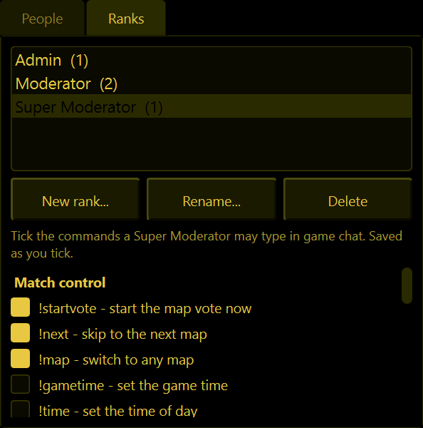 The Ranks page