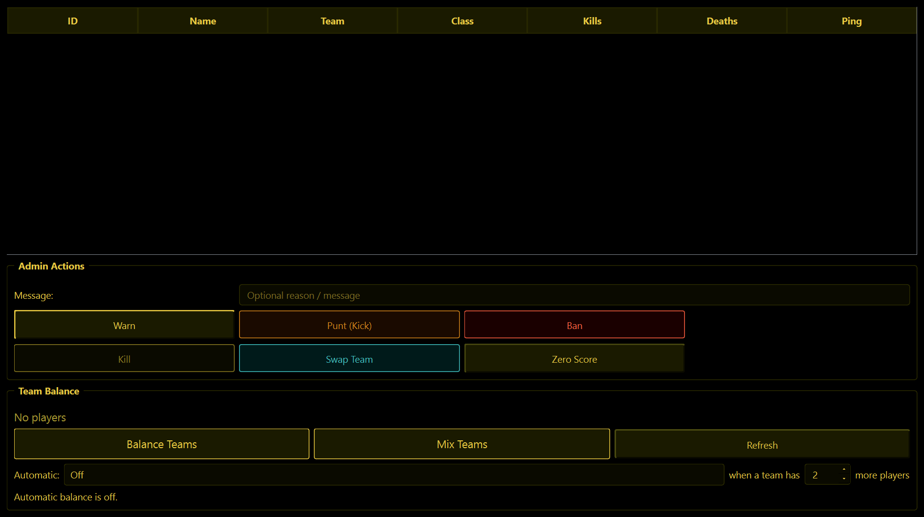 The Players tab