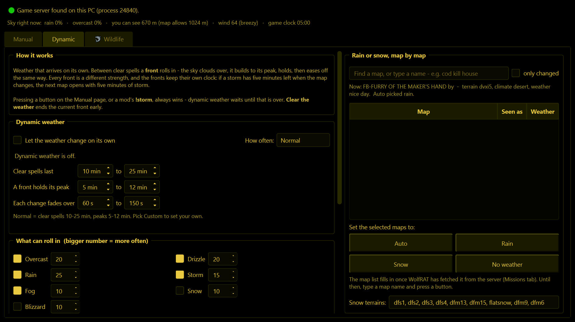The Weather tab, Dynamic page