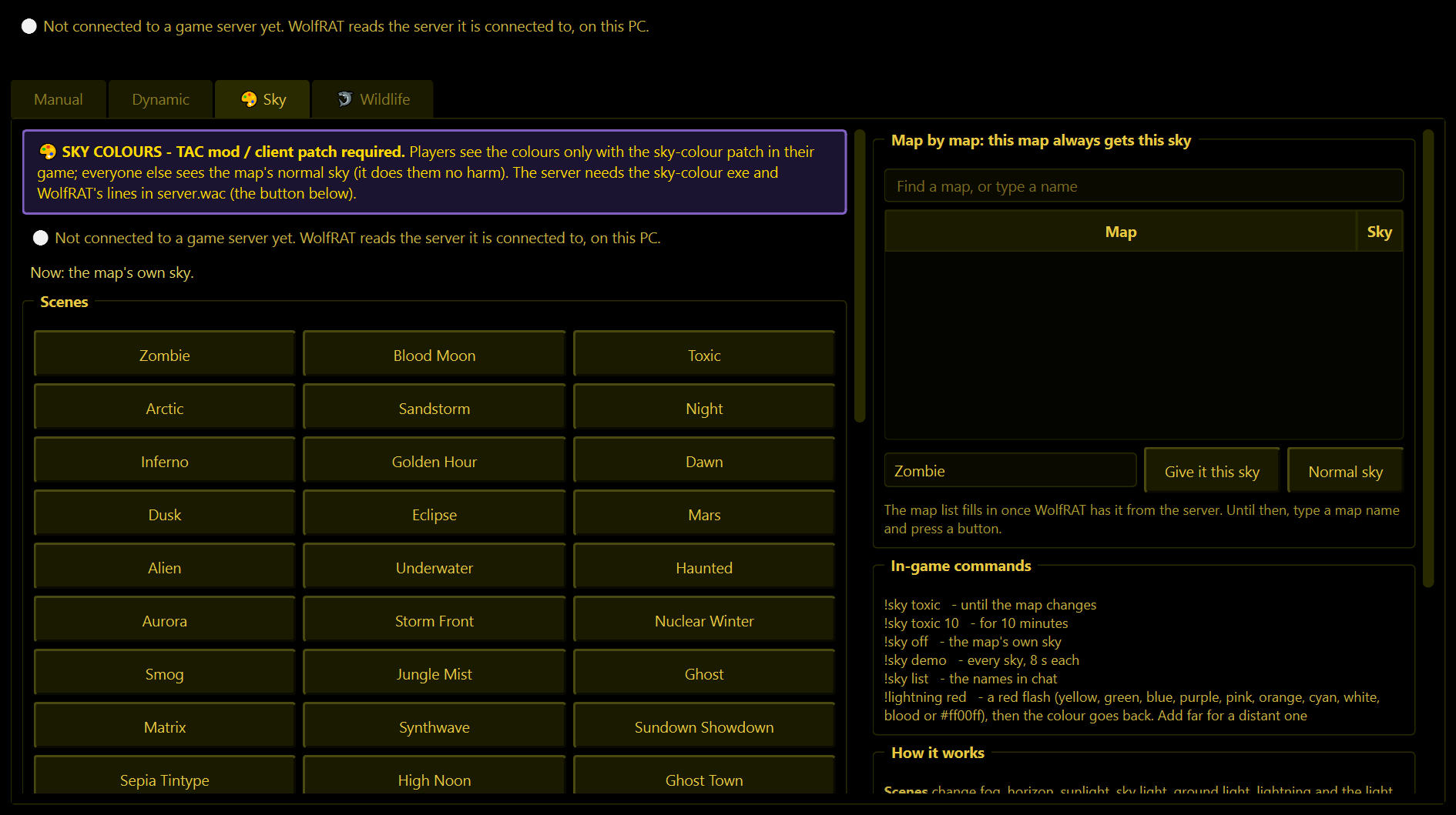 The Weather tab, Sky page